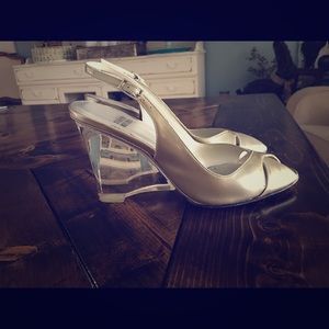 Stuart Weitzman silver slingbacks